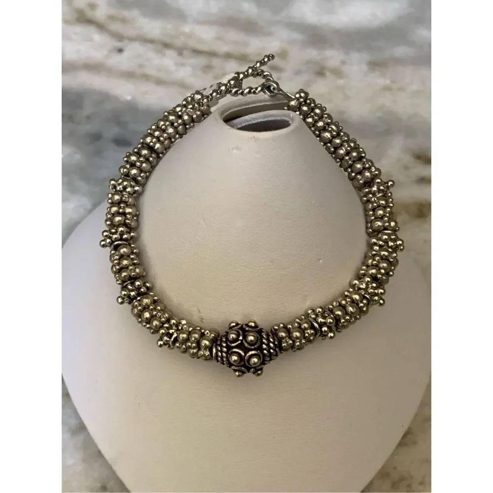 7” Handmade Bali Sterling Silver Bracelet #sterling silver bracelet